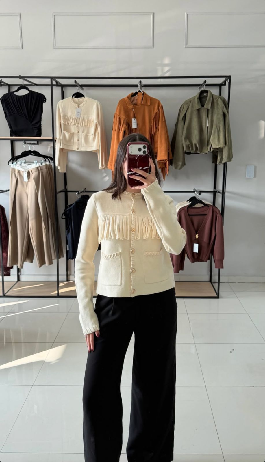 Sueter Beige con flecos